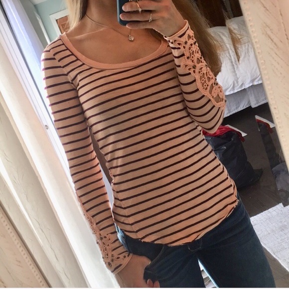 Free People Striped Lace Long Sleeve - Picture 3 of 7